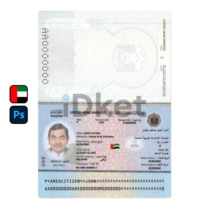 uae-pass-ii United Arab Emirates (UAE) Passport PSD Template - Image 1