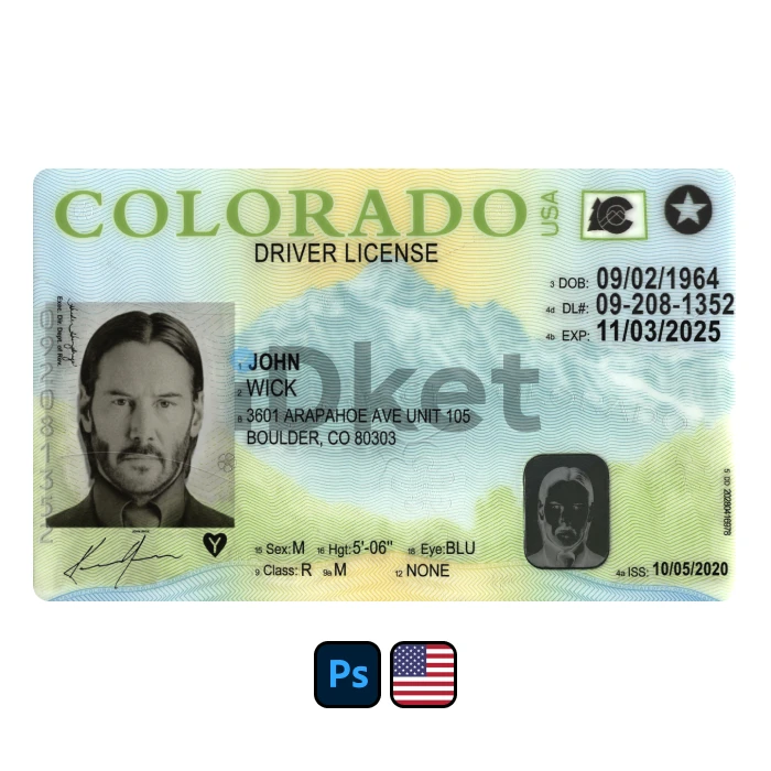 usa-dl-12 USA Colorado Driver License PSD Template - Image 1