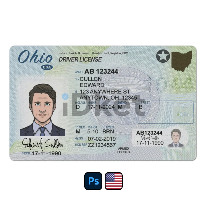 usa-dl-73 USA Ohio Driver License PSD Template - Image 1