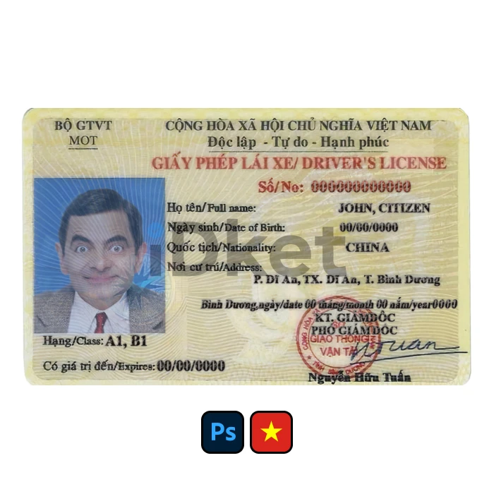 vietnam-3 Vietnam Driver License PSD Template - Image 1